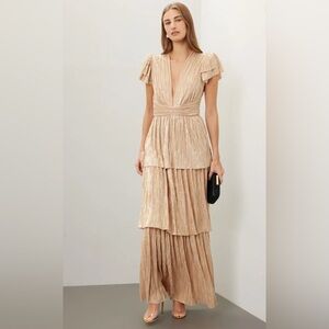 Sabina Musayev Metallic Gold Maxi Dress Maze Dress